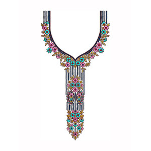 Cyan-Rose Embroidery Design