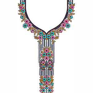 Cyan-Rose Embroidery Design