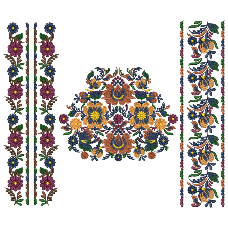 Stitched Heritage Border Embroidery Design