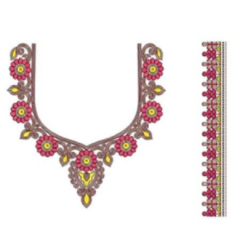 Full Set Cording Neck Embroidery Design