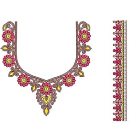 Full Set Cording Neck Embroidery Design