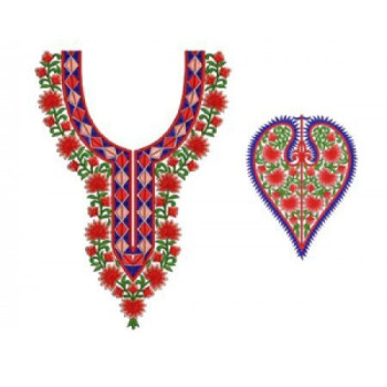 Girls Suit Neck Front Design In Embroidery 17191