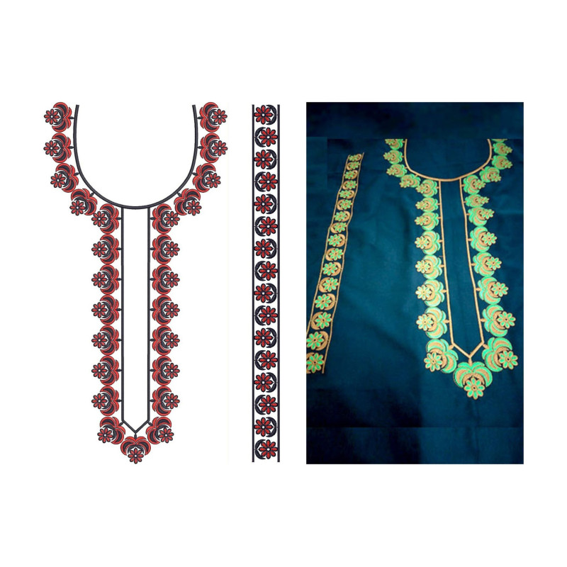 Kenya African Caftan Neck Embroidery Design 21491