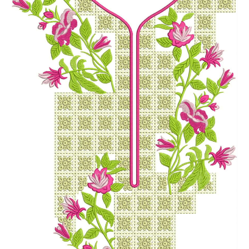 Mughal Trellis Rose Cascade Embroidery Design