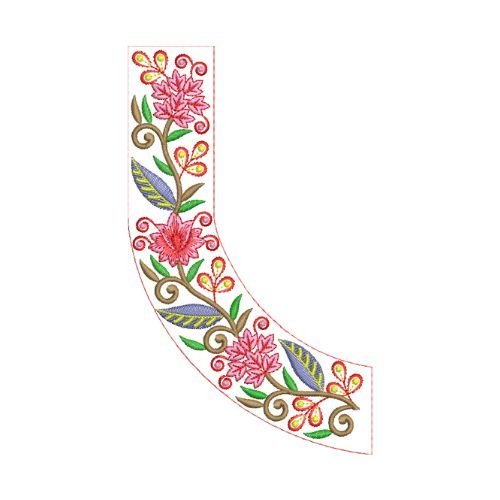 Long Floral Neckline Embroidery Design