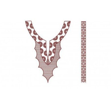 Neck & Sleeve Aari Stitch Style Embroidery Design 23070