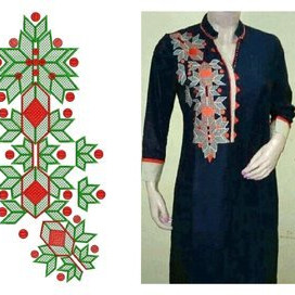 Night Wear Kurtis Embroidery Neck Design