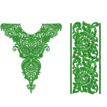 Peranakan Dress Neck Embroidery Design