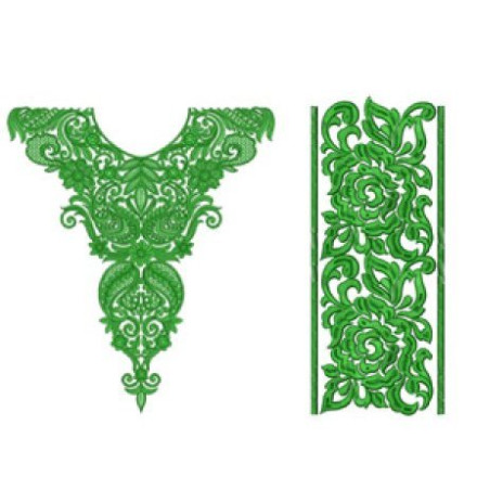 Peranakan Dress Neck Embroidery Design