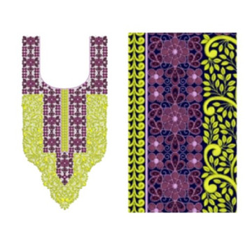 Small Flower With Stylist Neck Embroidery Design 23309