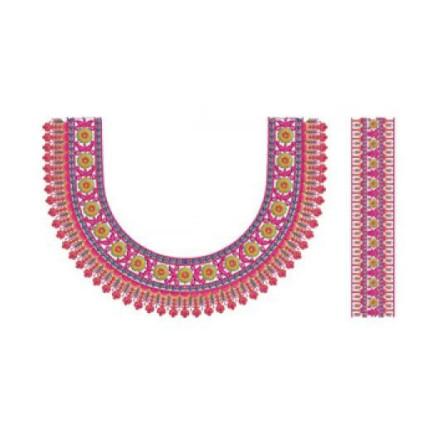 Tiny Flower With Leaves Neck Embroidery