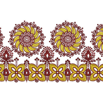 Malasian Motif Lace Border Embroidery Design