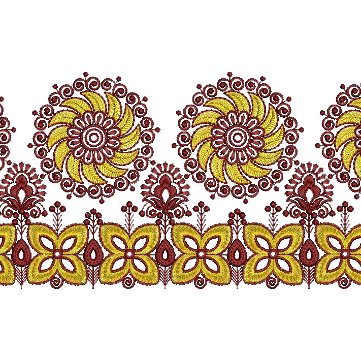 Malasian Motif Lace Border Embroidery Design
